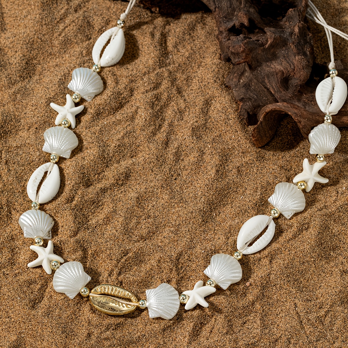 Handmade Beach Theme Adjustable Necklace with Shells